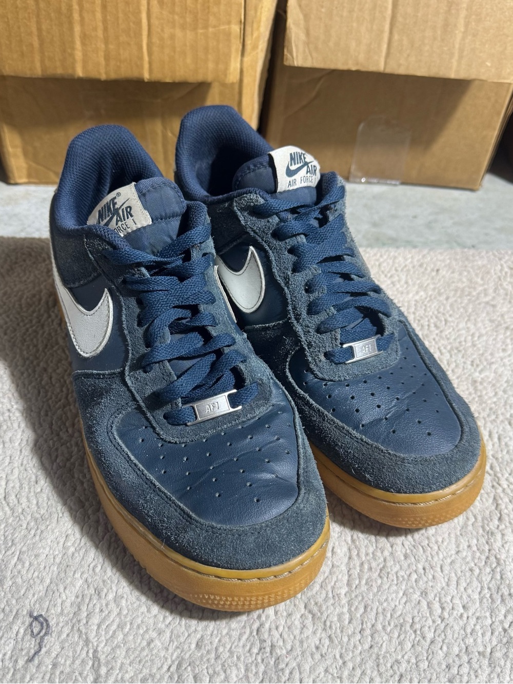 Nike Air Force 1 Shoes Mens 9.5 07 LV8 Armory Navy Summit White Lace Up Sneakers